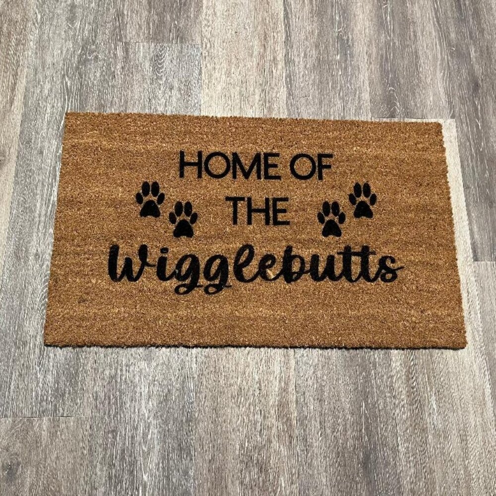 Home of the Wigglebutts decorative coir doormat